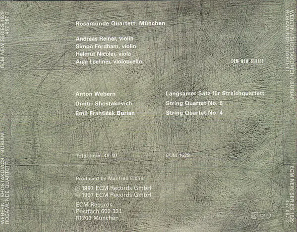 Rosamunde Quartett - Anton Webern / Dmitri Shostakovich / E. F. Burian - Anton Webern / Dmitri Shostakovich / Emil František Burian-1