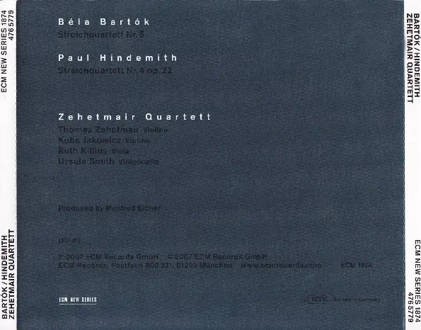 Béla Bartók / Paul Hindemith - Zehetmair Quartett - Béla Bartók / Paul Hindemith-2