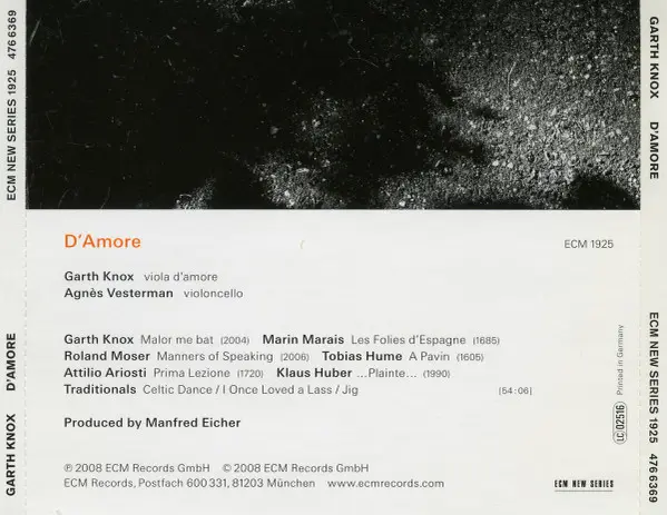 Garth Knox, Agnès Vesterman, Tobias Hume, Marin Marais, Attilio Ariosti, Roland Moser, Klaus Huber, Garth Knox - D'Amore-5