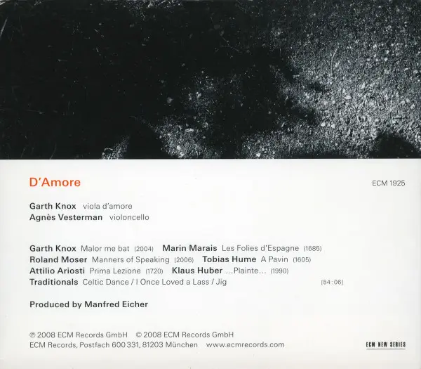 Garth Knox, Agnès Vesterman, Tobias Hume, Marin Marais, Attilio Ariosti, Roland Moser, Klaus Huber, Garth Knox - D'Amore-1
