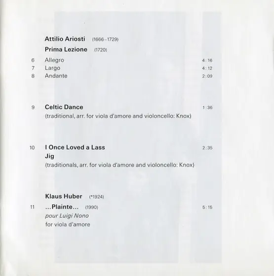 Garth Knox, Agnès Vesterman, Tobias Hume, Marin Marais, Attilio Ariosti, Roland Moser, Klaus Huber, Garth Knox - D'Amore-10