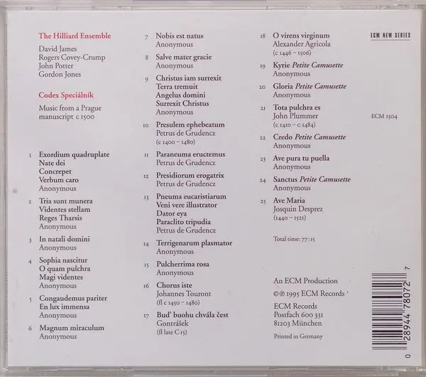 The Hilliard Ensemble - Codex Speciálník-12