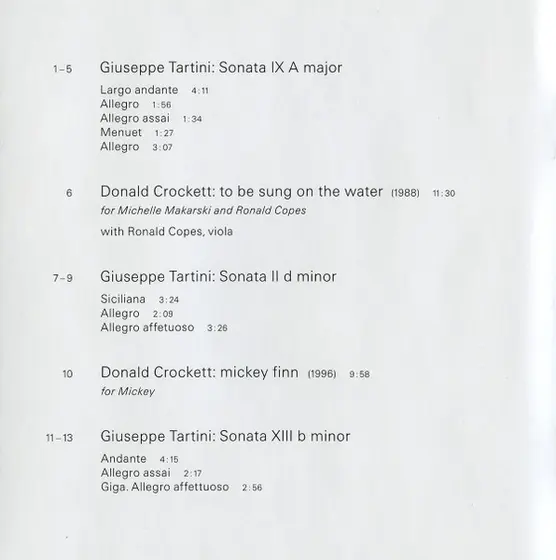Michelle Makarski - Giuseppe Tartini / Donald Crockett - To Be Sung On The Water-9