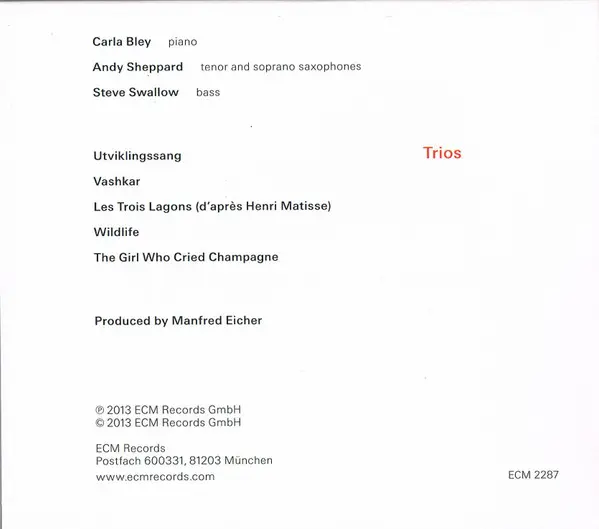 Carla Bley / Andy Sheppard / Steve Swallow - Trios-1