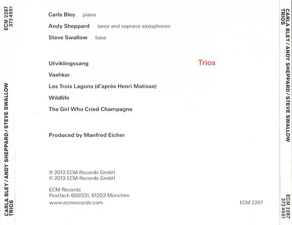 Carla Bley / Andy Sheppard / Steve Swallow - Trios-3