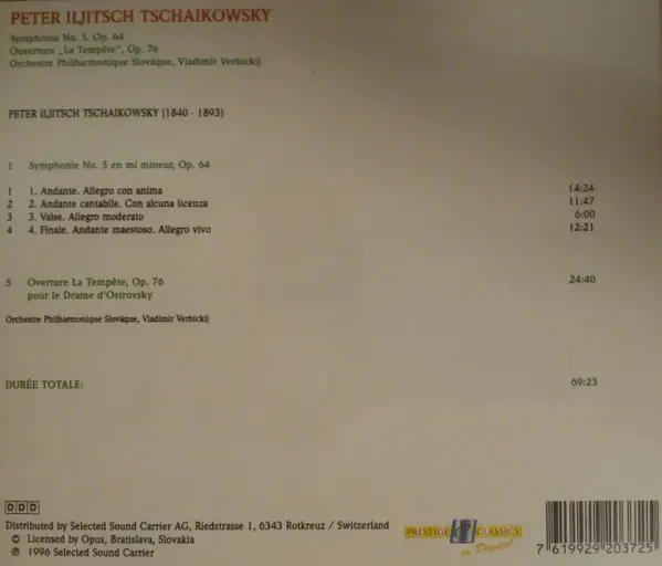 Pyotr Ilyich Tchaikovsky - Symphonie No. 5, Op. 64 / Overture "La Tempête", Op. 76-1