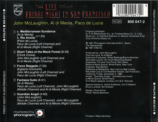 Al Di Meola, John McLaughlin, Paco De Lucía - Friday Night In San Francisco-1