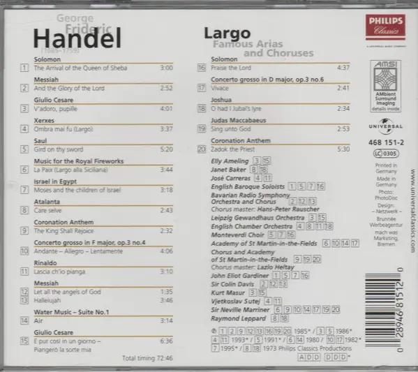 Georg Friedrich Händel - Largo - Famous Arias and Choruses-2
