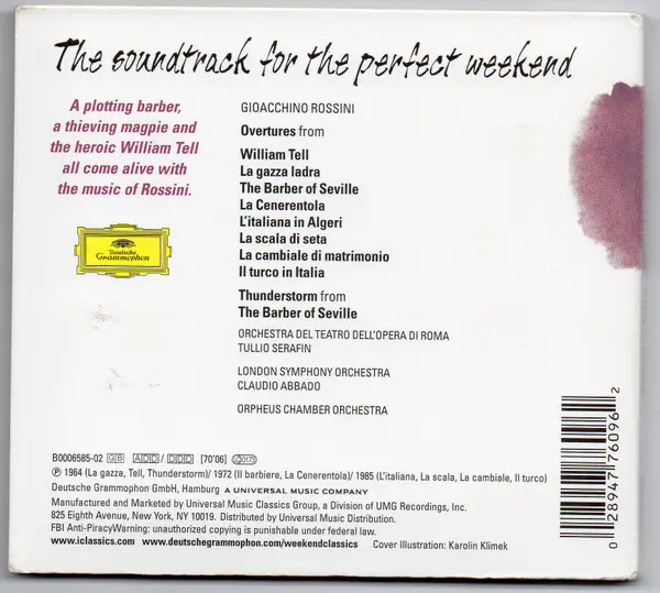 Orchestra Del Teatro Dell'Opera Di Roma, Tullio Serafin, London Symphony Orchestra, Claudio Abbado, Orpheus Chamber Orchestra - A Rossini Weekend-1
