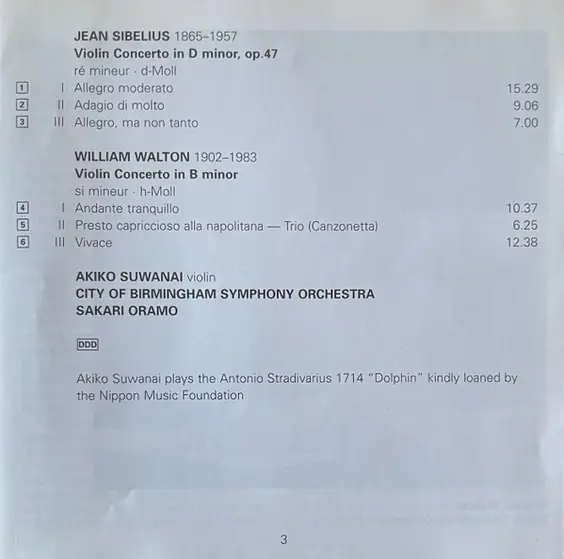 Jean Sibelius, Sir William Walton, Akiko Suwanai, City Of Birmingham Symphony Orchestra, Sakari Oramo - Violin Concertos-4