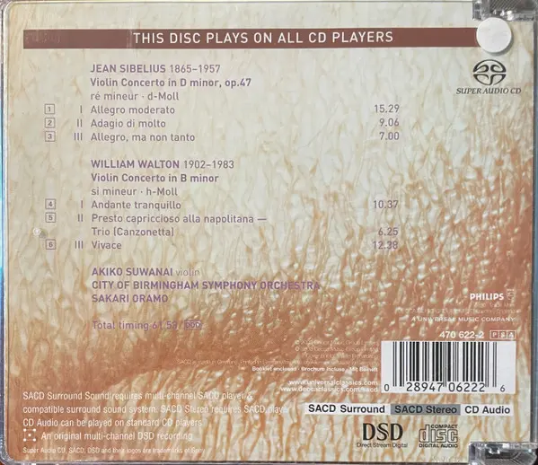 Jean Sibelius, Sir William Walton, Akiko Suwanai, City Of Birmingham Symphony Orchestra, Sakari Oramo - Violin Concertos-2