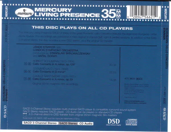 Robert Schumann / Édouard Lalo / Camille Saint-Saëns - Janos Starker, London Symphony Orchestra, Stanislaw Skrowaczewski / Antal Dorati - Cello Concertos-1