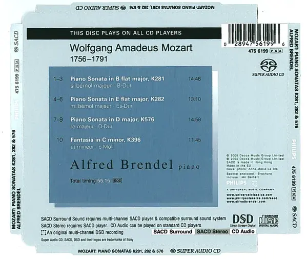 Alfred Brendel, Wolfgang Amadeus Mozart - Fantasia In C Minor, K396 / Piano Sonatas K281, K282, K576-1
