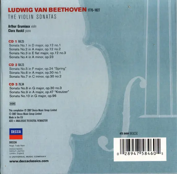 Ludwig van Beethoven, Arthur Grumiaux, Clara Haskil - The Violin Sonatas-1