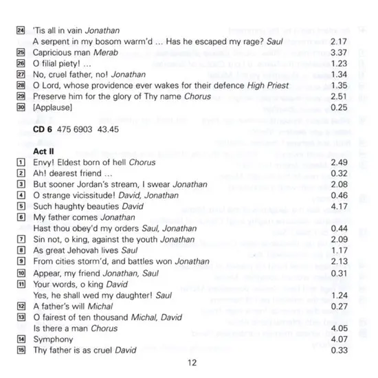 Georg Friedrich Händel - Nancy Argenta · Donna Brown · Lynne Dawson · Barbara Hendricks · Ruth Holton (2) · Anne Sofie Von Otter · Carolyn Watkinson · Michael Chance · Derek Lee Ragin · John Mark Ainsley · Neil Mackie (2) · Nigel Robson · Anthony Rolfe Jo - Israel In Egypt ・ Jephtha ・ Saul ・ Solomon-15