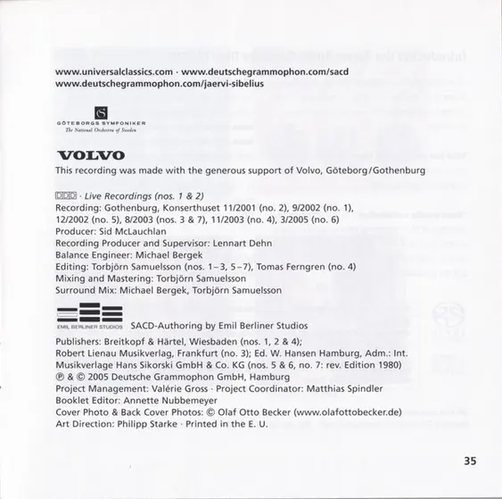 Jean Sibelius, Göteborgs Symfoniker, Neeme Järvi - The Symphonies-30