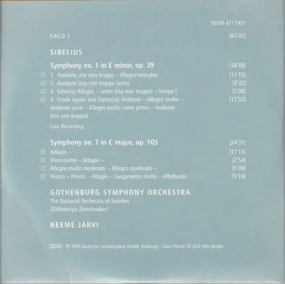 Jean Sibelius, Göteborgs Symfoniker, Neeme Järvi - The Symphonies-3