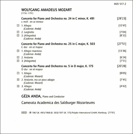 Wolfgang Amadeus Mozart, Camerata Academica Salzburg, Géza Anda - The Piano Concertos-9