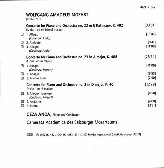 Wolfgang Amadeus Mozart, Camerata Academica Salzburg, Géza Anda - The Piano Concertos-10