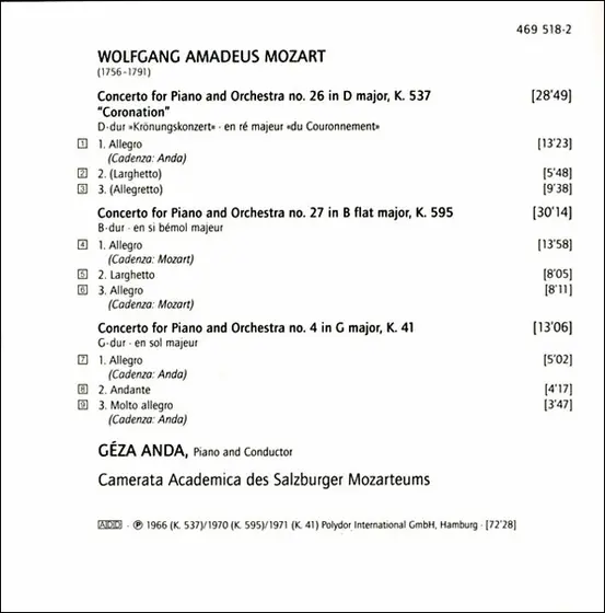Wolfgang Amadeus Mozart, Camerata Academica Salzburg, Géza Anda - The Piano Concertos-8
