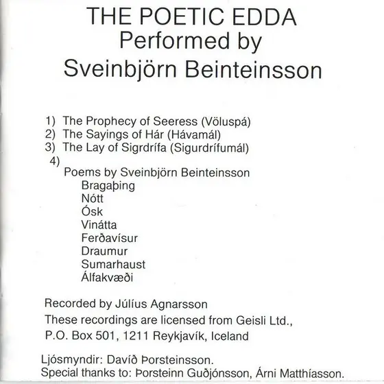 Current 93 Present Sveinbjörn Beinteinsson - Edda-2