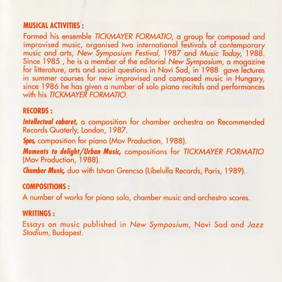 Tickmayer Formatio - Comedia Tempio MCMCX (Musique Pour Le Théâtre Jel)-4