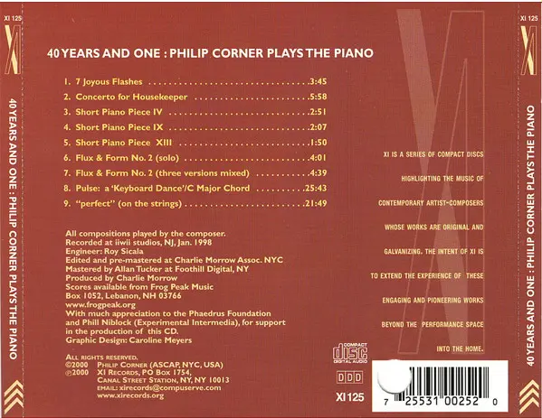Philip Corner - 40 Years And One: Philip Corner Plays The Piano-1