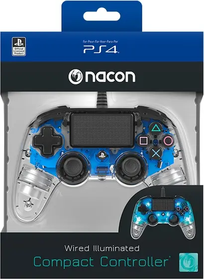 NACON PS4 TRANSPARENTEN ŽIČNI IGRALNI PLOŠČEK, MODER-9