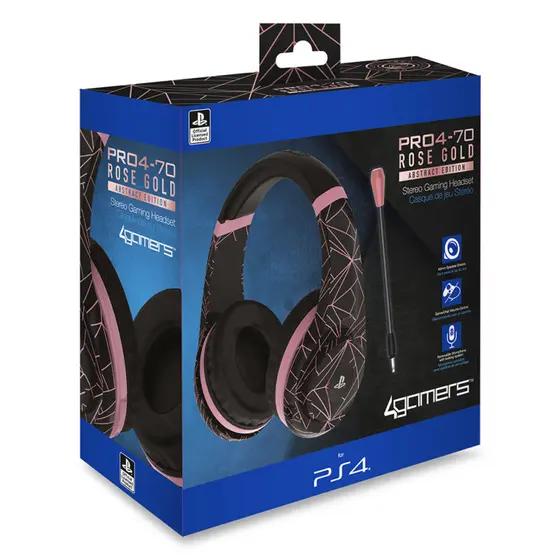 4GAMERS PS4 STEREO GAMING HEADSET ROSE GOLD EDITION - ABSTRACT BLACK-0