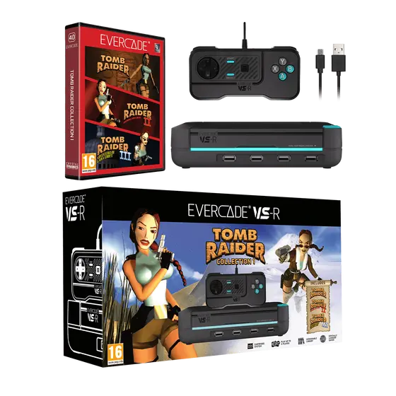 EVERCADE VS-R CONSOLE WITH TOMB RAIDER COLLECTION 1-7