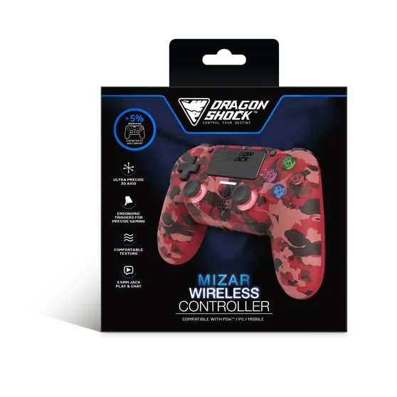 DRAGONSHOCK MIZAR WIRELESS CONTROLLER RED CAMO PS4, PC, MOBILE-3