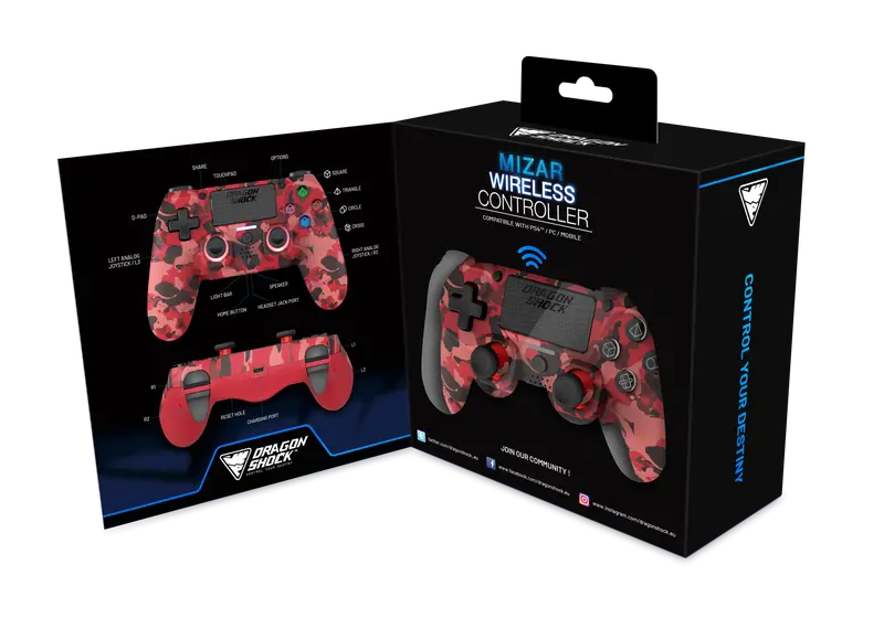 DRAGONSHOCK MIZAR WIRELESS CONTROLLER RED CAMO PS4, PC, MOBILE-6