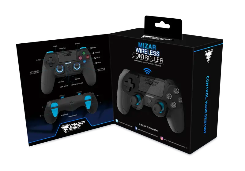 DRAGONSHOCK MIZAR WIRELESS CONTROLLER BLACK PS4, PC, MOBILE-6