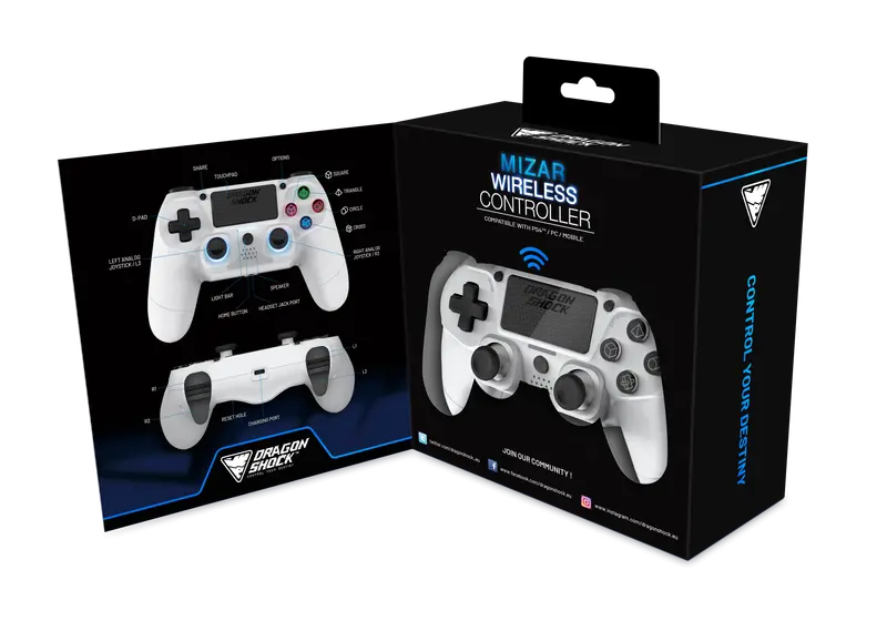 DRAGONSHOCK MIZAR WIRELESS CONTROLLER WHITE PS4, PC, MOBILE-5