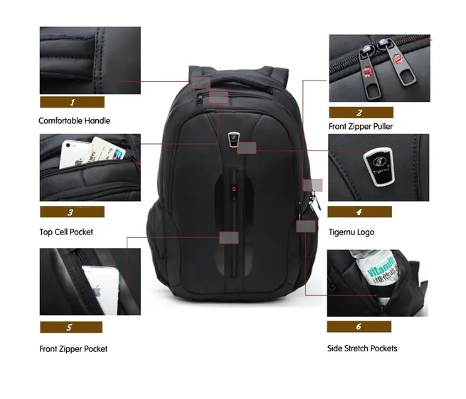 TIGERNU BACKPACK LAPTOP T-B3097 15.6" BLACK-4