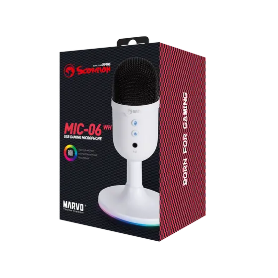 MARVO MIC-06 WH WIRED MICROPHONE RGB WHITE-3