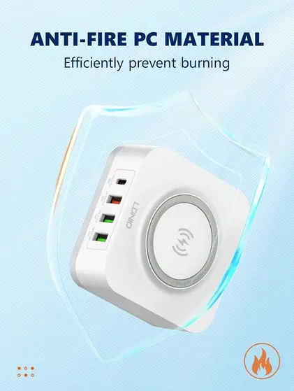 LDNIO CHARGER 4 PORT (3A1C) 30W 5V 3A WIRELESS 18W 5V 3A AW004-4