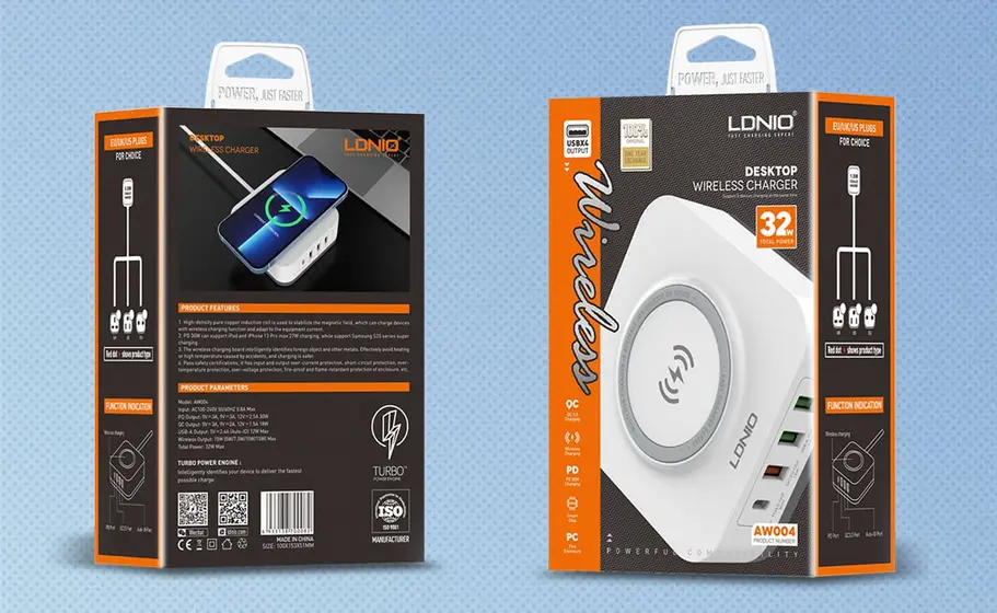 LDNIO CHARGER 4 PORT (3A1C) 30W 5V 3A WIRELESS 18W 5V 3A AW004-5