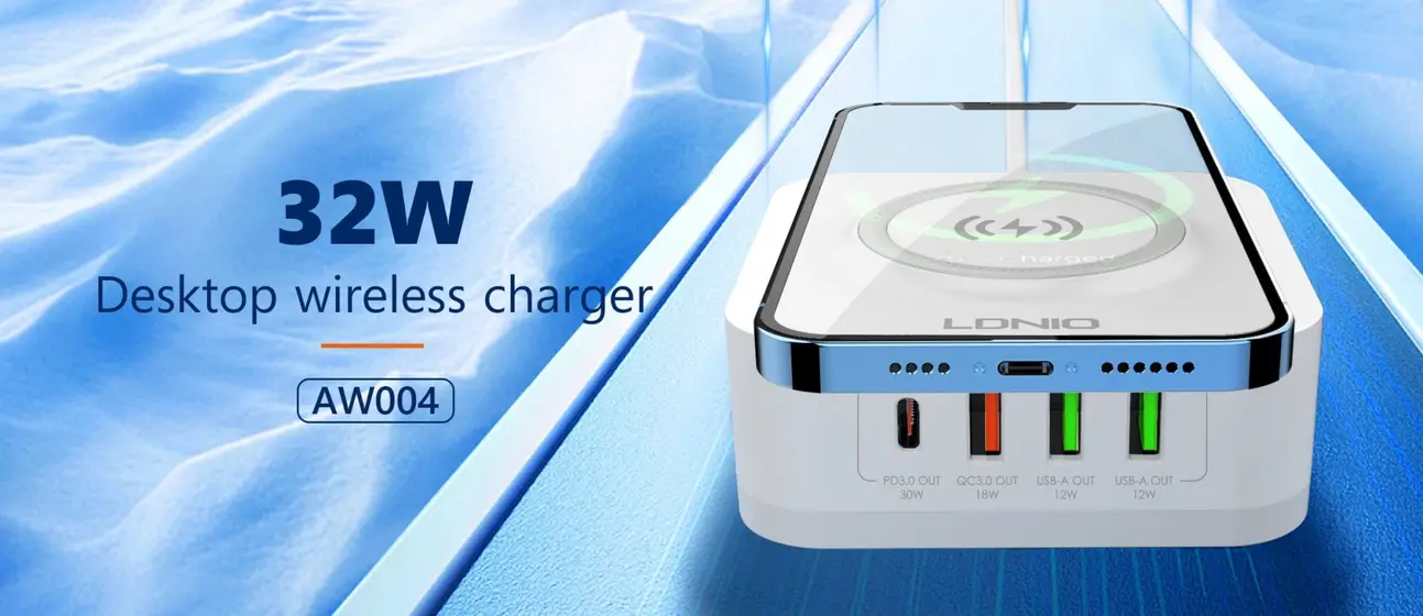 LDNIO CHARGER 4 PORT (3A1C) 30W 5V 3A WIRELESS 18W 5V 3A AW004-6