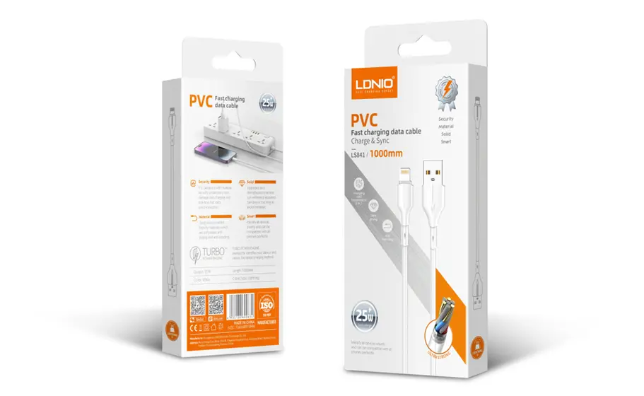 LDNIO CHARGING DATA CABLE (A-L) 25W 1M IPHONE WHITE LS841_L-6