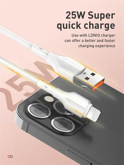 LDNIO CHARGING DATA CABLE (A-M) 25W 1M MICRO WHITE LS841_M-8