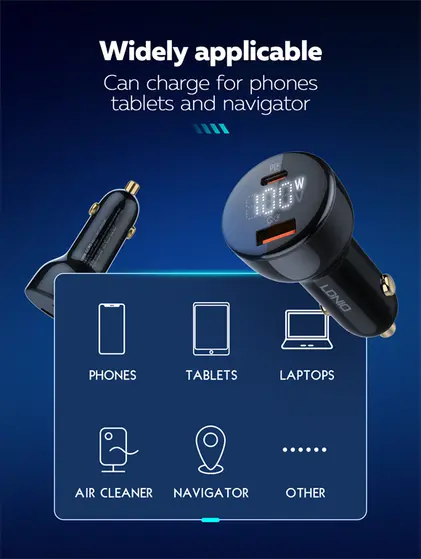 LDNIO CAR CHARGER 2 PORT (1A1C) 100W 5V 3A C101-8
