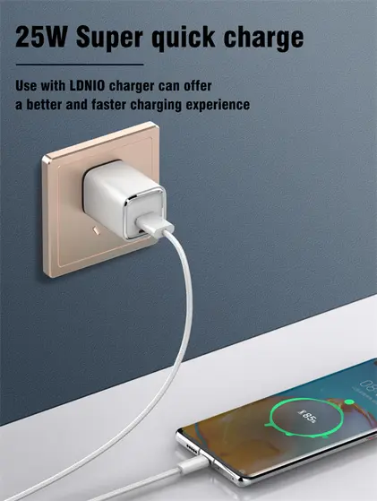 LDNIO CHARGING DATA CABLE BRAIDED (A-C) 25W 1M TYPE-C WHITE LS901_C-3