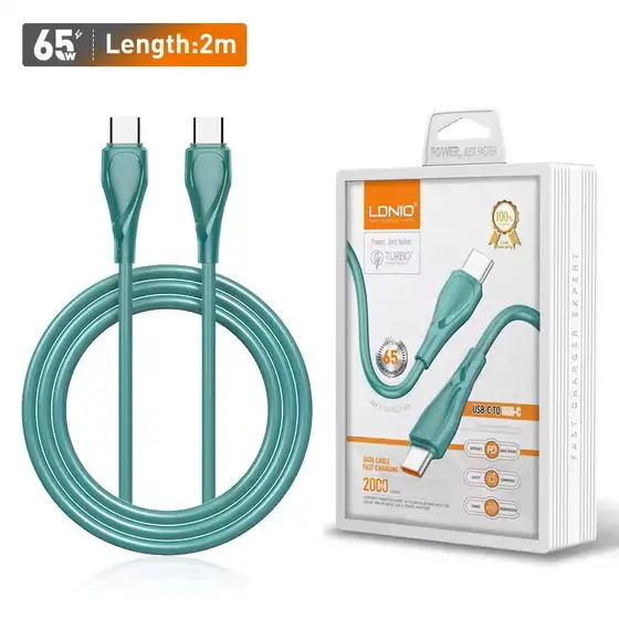 LDNIO CHARGING DATA CABLE (C-C) 65W 2M GREEN LC612C-4