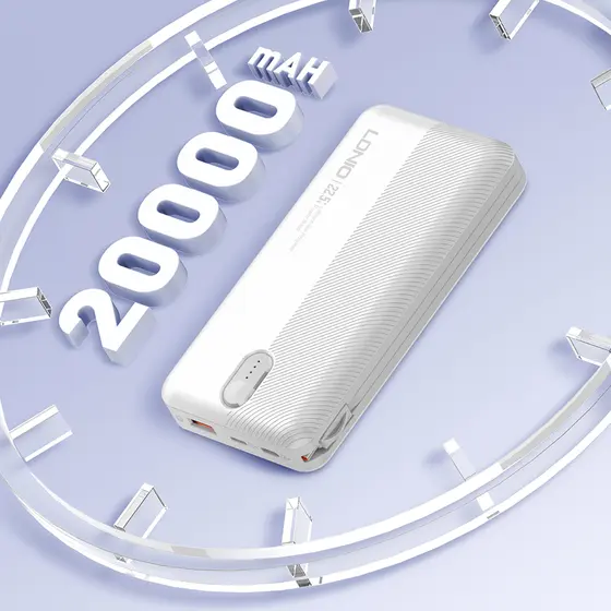 LDNIO POWER BANK 20000mAh 22,5W 5V 3A 2 PORT (2A) + 2 CABLE (1C1L) PQ24-0