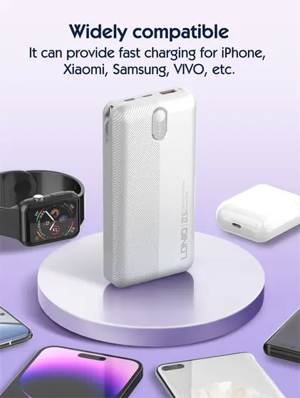 LDNIO POWER BANK 20000mAh 22,5W 5V 3A 2 PORT (2A) + 2 CABLE (1C1L) PQ24-9