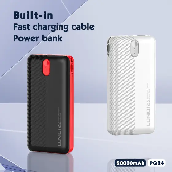 LDNIO POWER BANK 20000mAh 22,5W 5V 3A 2 PORT (2A) + 2 CABLE (1C1L) PQ24-4