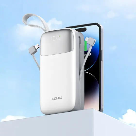 LDNIO POWER BANK 30000mAh 22,5W 5V 3A 2 PORT (2A) + 2 CABLE (1C1L) PQ30-1
