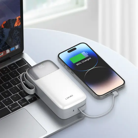 LDNIO POWER BANK 30000mAh 22,5W 5V 3A 2 PORT (2A) + 2 CABLE (1C1L) PQ30-7