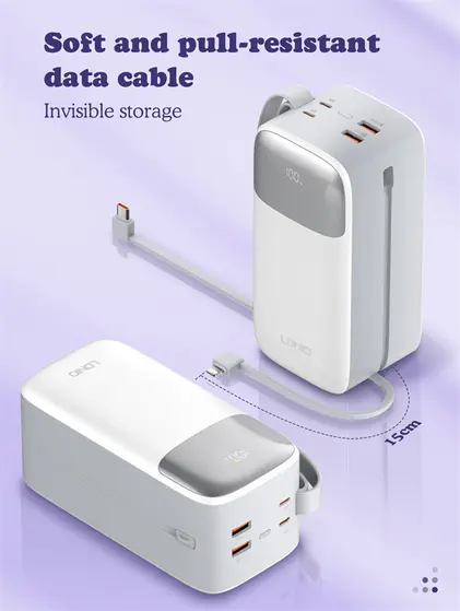LDNIO POWER BANK 50000mAh 22,5W 5V 3A 2 PORT (2A) + 2 CABLE (1C1L) PQ50-1
